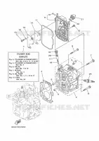 CYLINDRE / CARTER MOTEUR 2 pour Yamaha FT9.9L High Thrust, Manual Starter, Tiller Handle, Manual Tilt, Shaft 25
