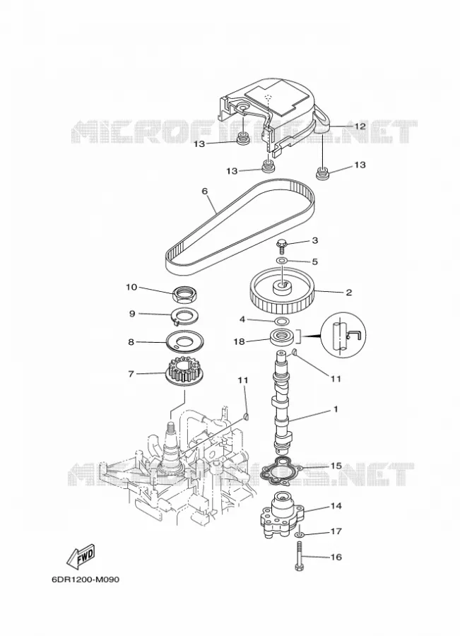 POMPE A HUILE Yamaha OUTBOARD ENGINES 9.9hp (7.3kW) 2015 FT9.9  FT9.9LEL