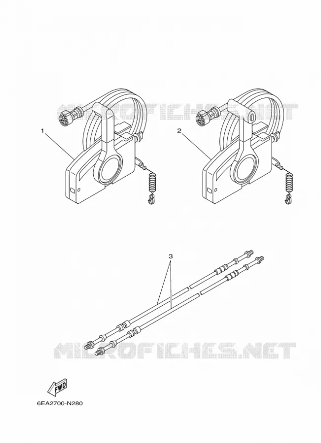 BOITIER DE COMMANDE A DISTANCE Yamaha OUTBOARD ENGINES 9.9hp (7.3kW) 2014 FT9.9  FT9.9LEX