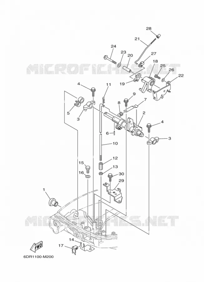 COMMANDE D'ACCELERATEUR 1 Yamaha OUTBOARD ENGINES 9.9hp (7.3kW) 2013 FT9.9  FT9.9LMHL