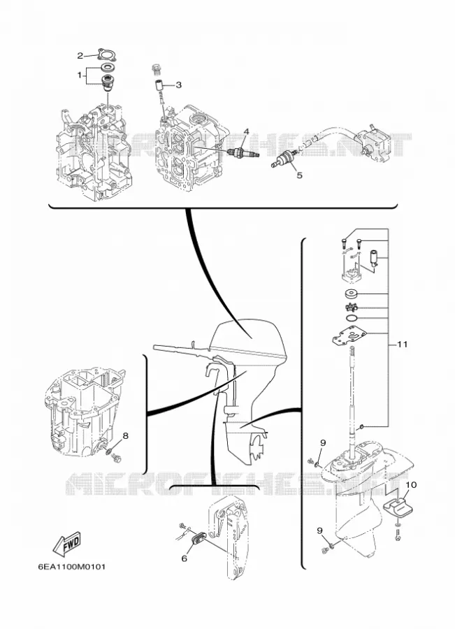 PIECES D'ENTRETIEN Yamaha OUTBOARD ENGINES 9.9hp (7.3kW) 2013 FT9.9  FT9.9LEL