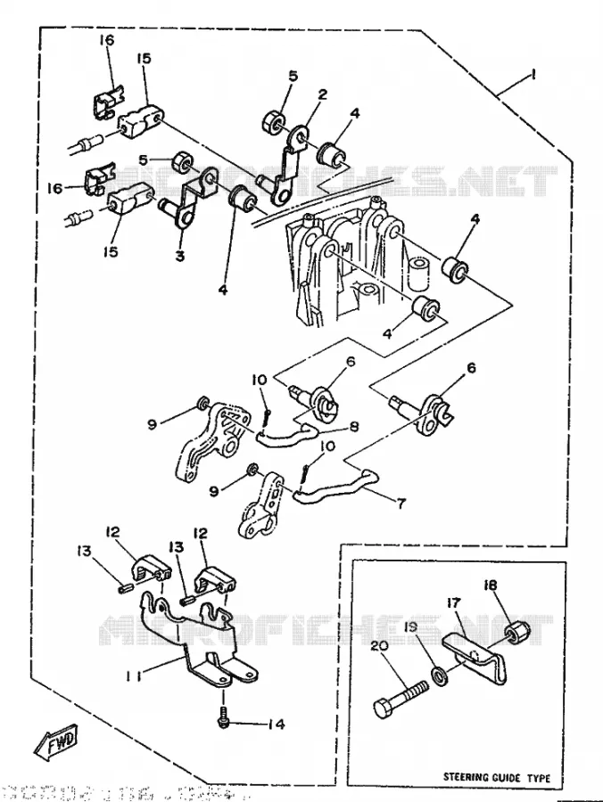 FIXATION BOITIER DE COMMANDE A DISTANCE Yamaha OUTBOARD ENGINES 20hp (14.7kW) 1990 20  20D