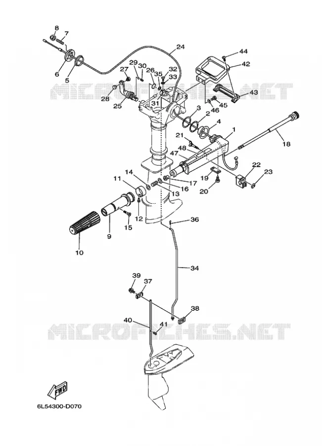 COMMANDE D'ACCELERATEUR Yamaha OUTBOARD ENGINES 3hp (2.2kW) 2006 3  3AMHL