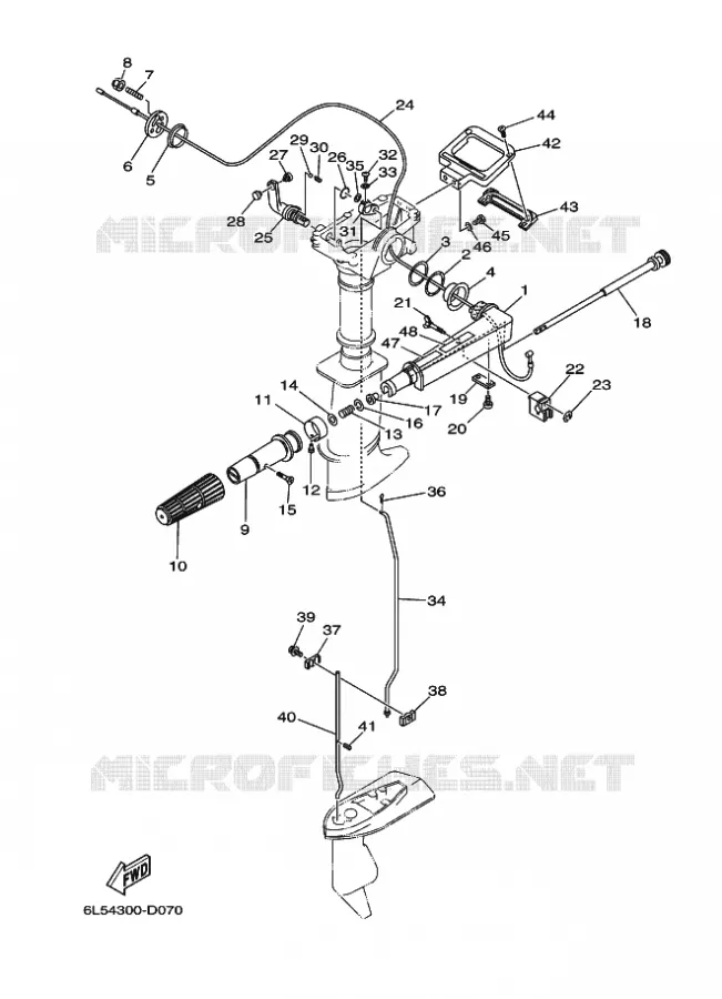 COMMANDE D'ACCELERATEUR Yamaha OUTBOARD ENGINES 3hp (2.2kW) 2005 3  3AMHS