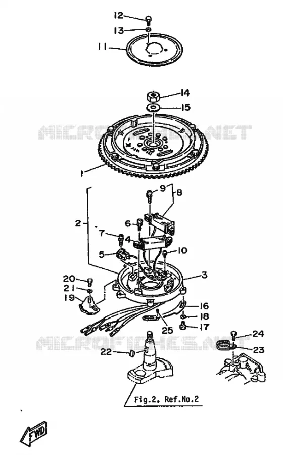 STATOR Yamaha OUTBOARD ENGINES 25hp (18.4kW) 1987 25  25D