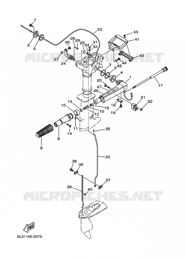 COMMANDE D'ACCELERATEUR Yamaha OUTBOARD ENGINES 3hp (2.2kW) 2002 3  3A
