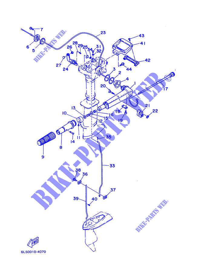 CARTER INFERIEUR ET TRANSMISSION 1 pour Yamaha 3A Manual Starter, Tiller Handle, Manual Tilt de 1999