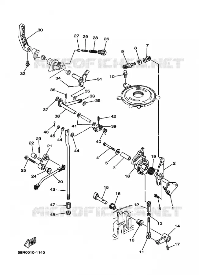 COMMANDE D'ACCELERATEUR 1 Yamaha OUTBOARD ENGINES 30hp (22.1kW) 2010 30  30HWCS