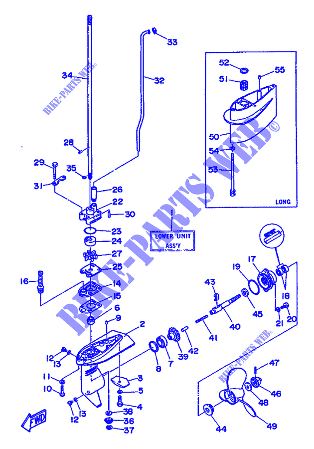 CARTER INFERIEUR ET TRANSMISSION 1 pour Yamaha 3A Manual Starter, Tiller Handle, Manual Tilt de 1988