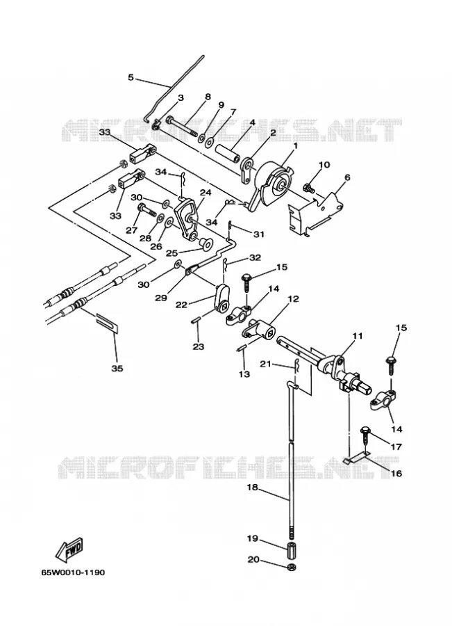 COMMANDE D'ACCELERATEUR Yamaha OUTBOARD ENGINES 20hp (14.7kW) 2004 F20  F20AES
