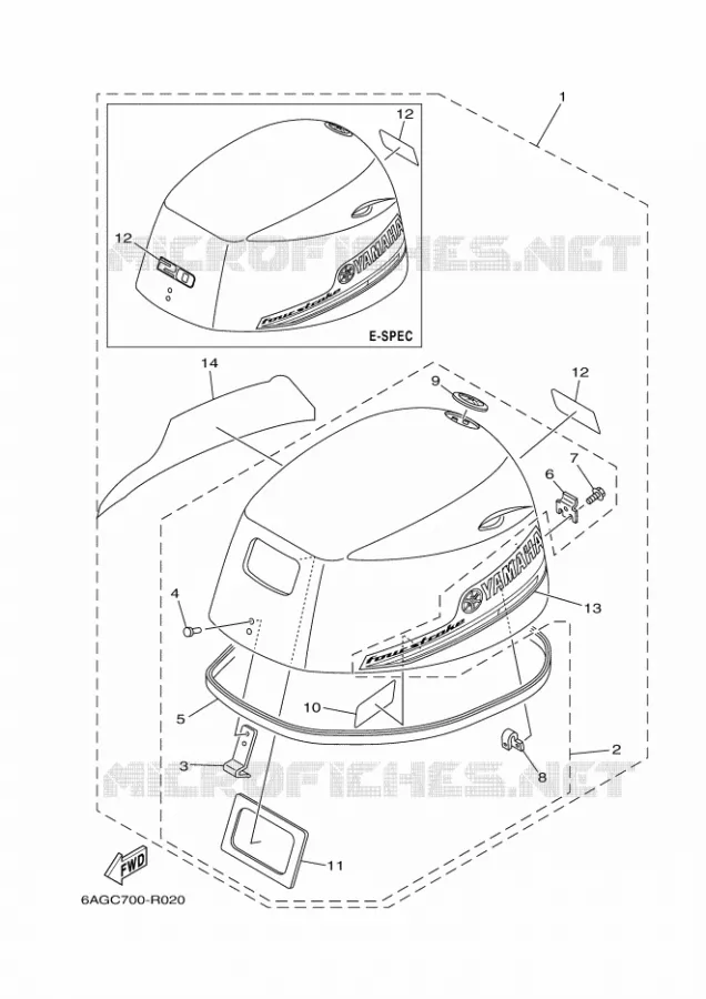 CAPOT SUPERIEUR Yamaha OUTBOARD ENGINES 20hp (14.7kW) 2019 F20  F20BEPS