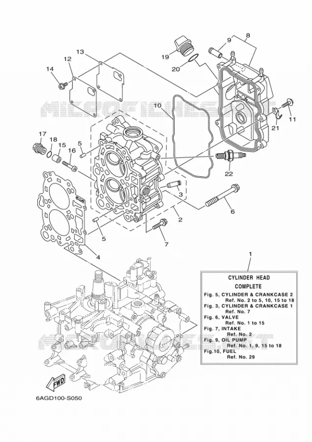CYLINDRE / CARTER MOTEUR 2 Yamaha OUTBOARD ENGINES 20hp (14.7kW) 2019 F20  F20LPHA-2019