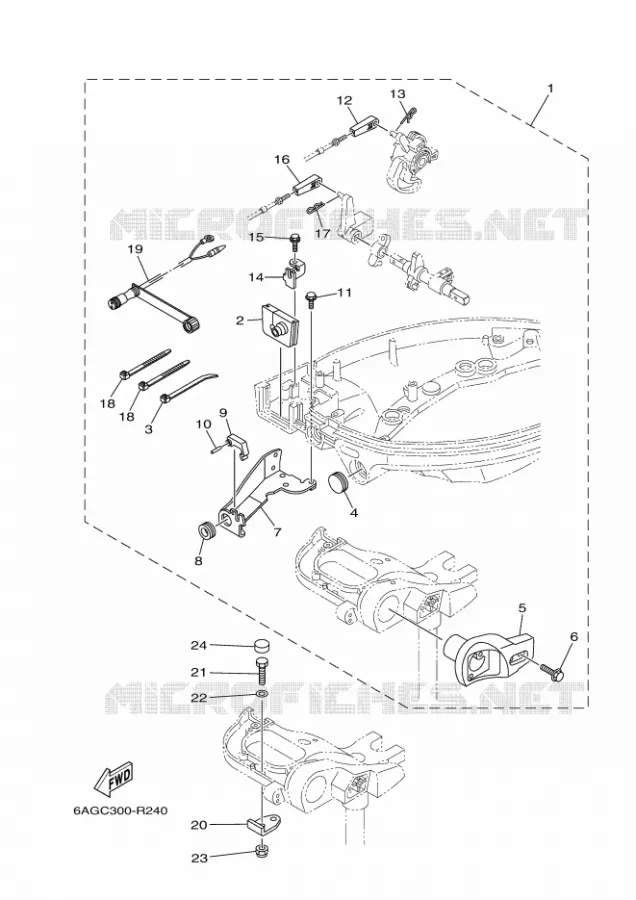 FIXATION BOITIER DE COMMANDE A DISTANCE Yamaha OUTBOARD ENGINES 20hp (14.7kW) 2017 F20  F20BMHL