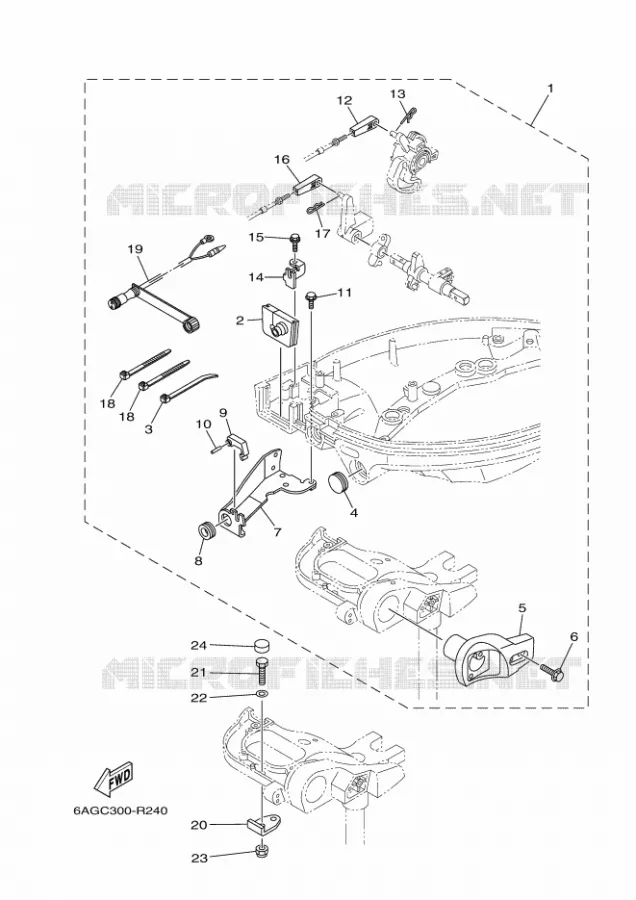FIXATION BOITIER DE COMMANDE A DISTANCE Yamaha OUTBOARD ENGINES 20hp (14.7kW) 2017 F20  F20BEPS
