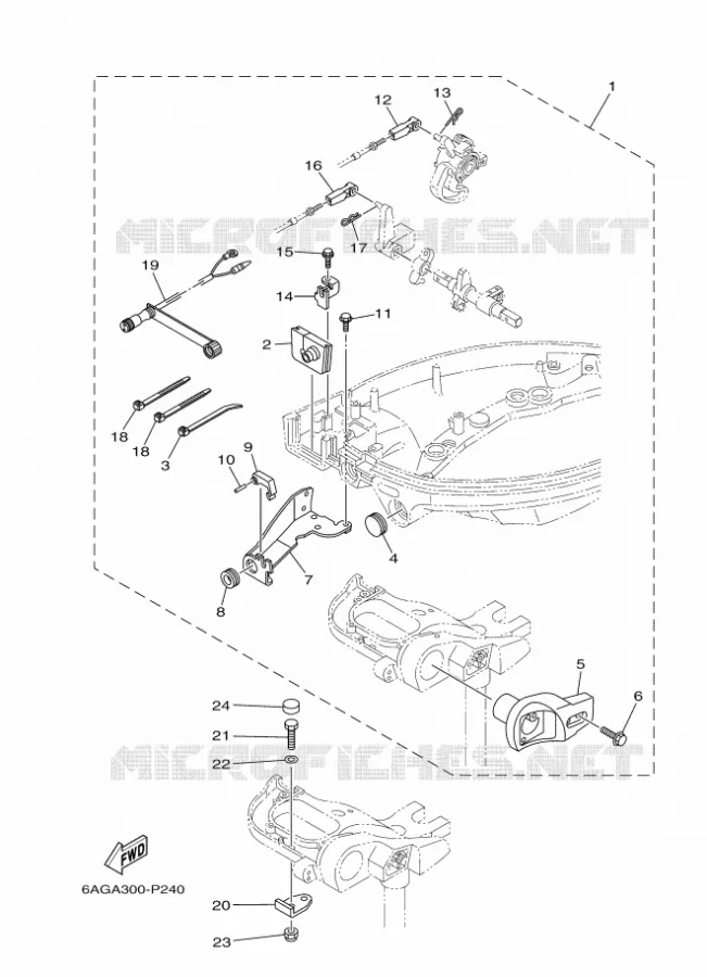 FIXATION BOITIER DE COMMANDE A DISTANCE Yamaha OUTBOARD ENGINES 20hp (14.7kW) 2016 F20  F20LEHA-2016