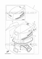 CAPOT SUPERIEUR pour Yamaha F20S Electric Starter, Tiller Handle, Manual Tilt, Shaft 15