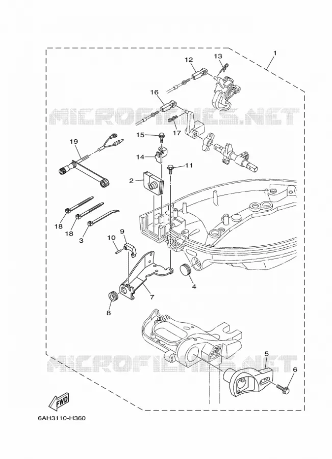 FIXATION BOITIER DE COMMANDE A DISTANCE Yamaha OUTBOARD ENGINES 20hp (14.7kW) 2010 F20  F20PLR-2010