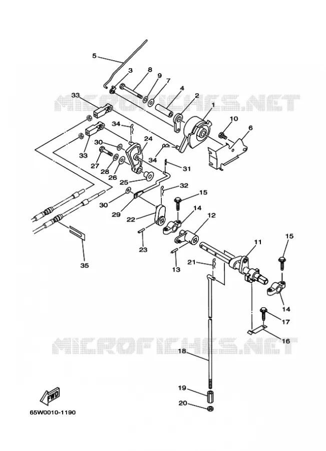 COMMANDE D'ACCELERATEUR Yamaha OUTBOARD ENGINES 25hp (18.4kW) 2002 F25  F25A