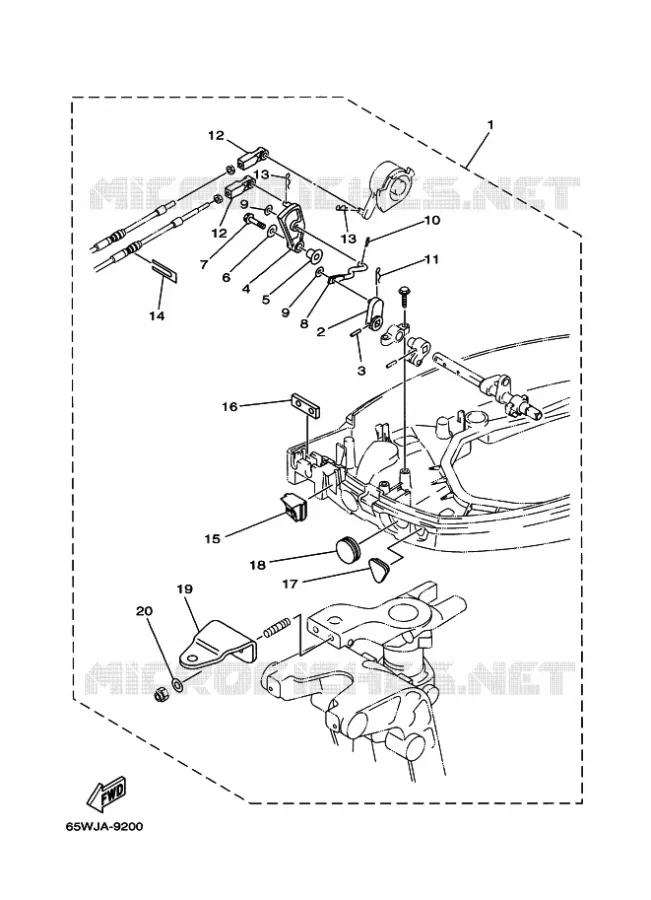 BOITIER DE COMMANDE A DISTANCE Yamaha OUTBOARD ENGINES 25hp (18.4kW) 1999 F25  F25A