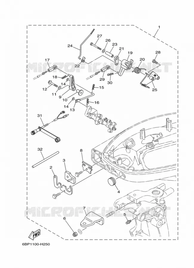 FIXATION BOITIER DE COMMANDE A DISTANCE Yamaha OUTBOARD ENGINES 25hp (18.4kW) 2013 F25  F25DMHS