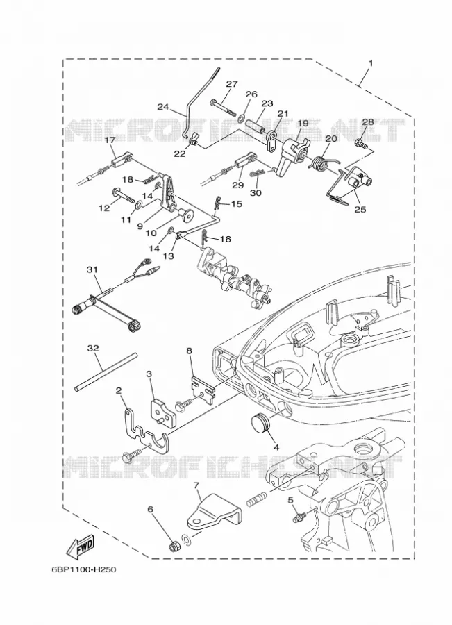 FIXATION BOITIER DE COMMANDE A DISTANCE Yamaha OUTBOARD ENGINES 25hp (18.4kW) 2010 F25  F25DMHS
