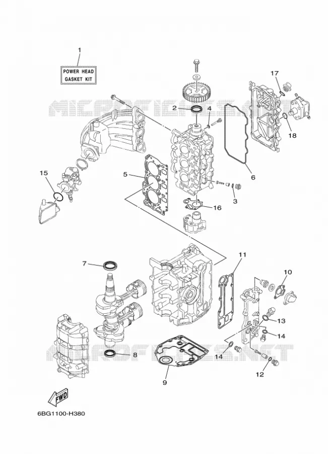 KIT DE REPARATION 1 Yamaha OUTBOARD ENGINES 30hp (22.1kW) 2012 F30  F30BETL