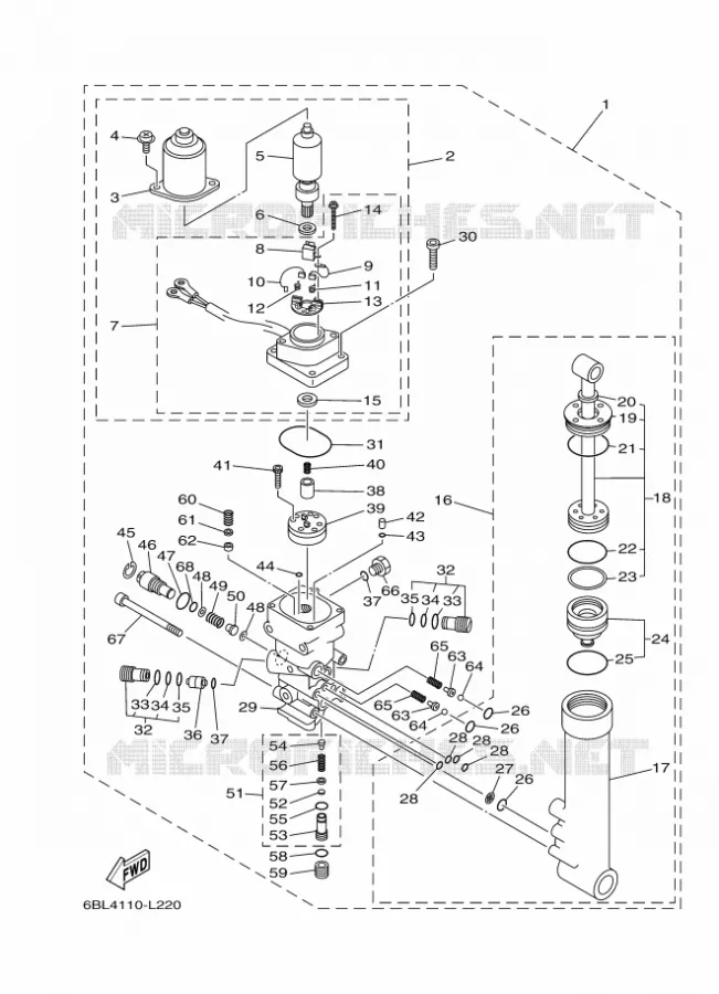 MOTEUR DE SYSTEME D'INCLINAISON Yamaha OUTBOARD ENGINES 30hp (22.1kW) 2012 F30  F30BETL