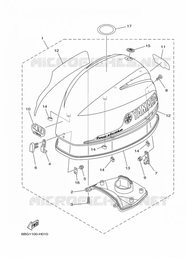 CAPOT SUPERIEUR Yamaha OUTBOARD ENGINES 30hp (22.1kW) 2012 F30  F30BEHDL