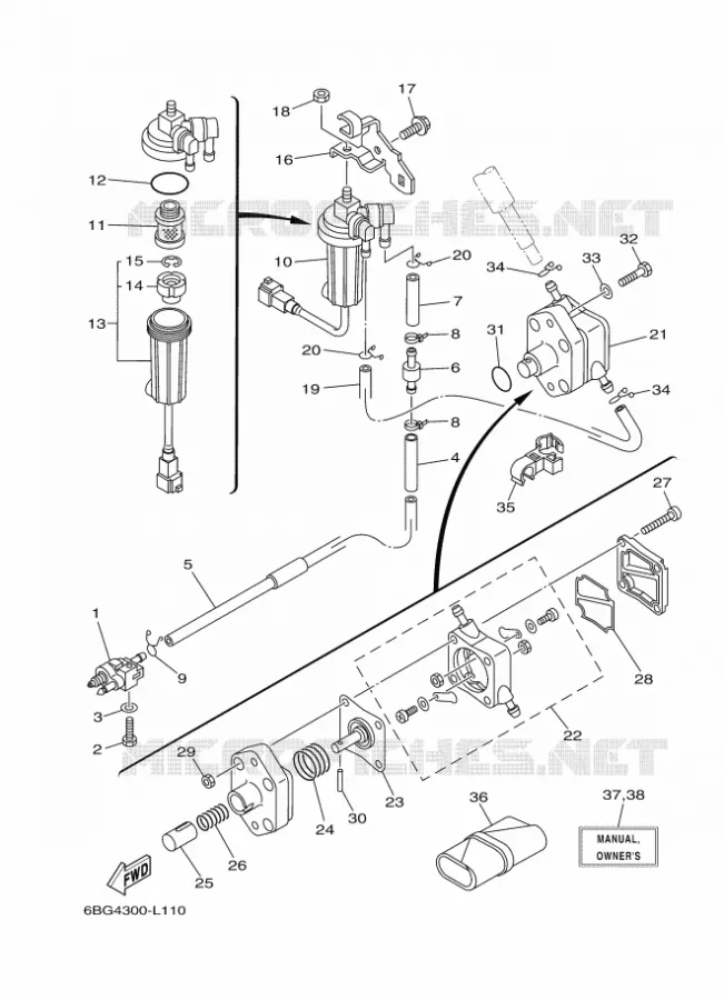 RESERVOIR A ESSENCE Yamaha OUTBOARD ENGINES 30hp (22.1kW) 2012 F30  F30BETS