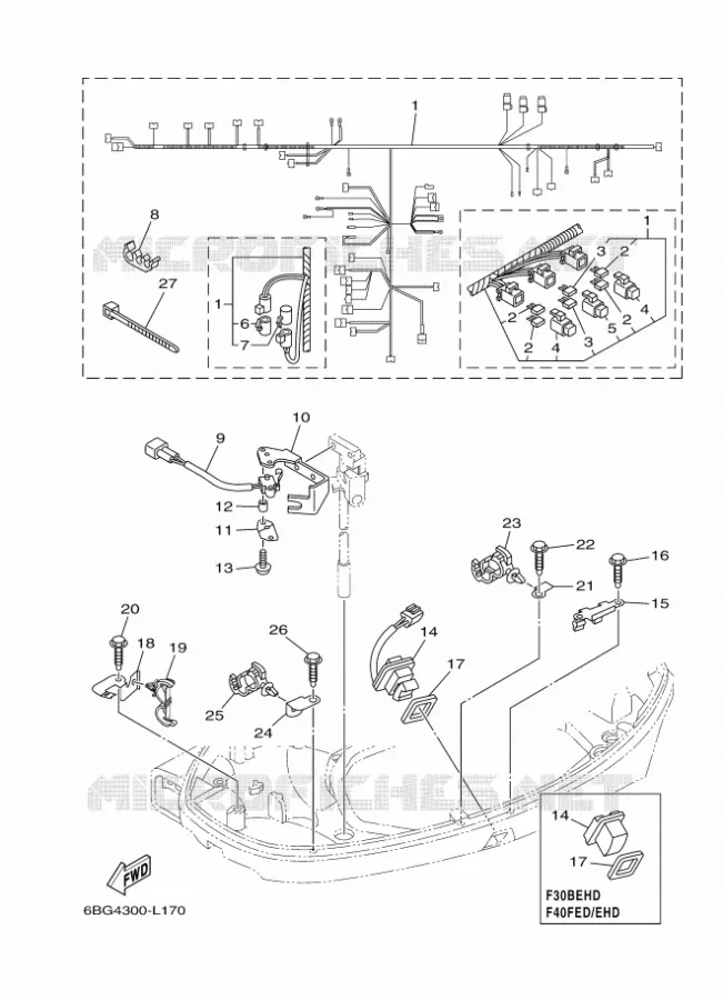 PIECES ELECTRIQUE 5 Yamaha OUTBOARD ENGINES 30hp (22.1kW) 2012 F30  F30BETL