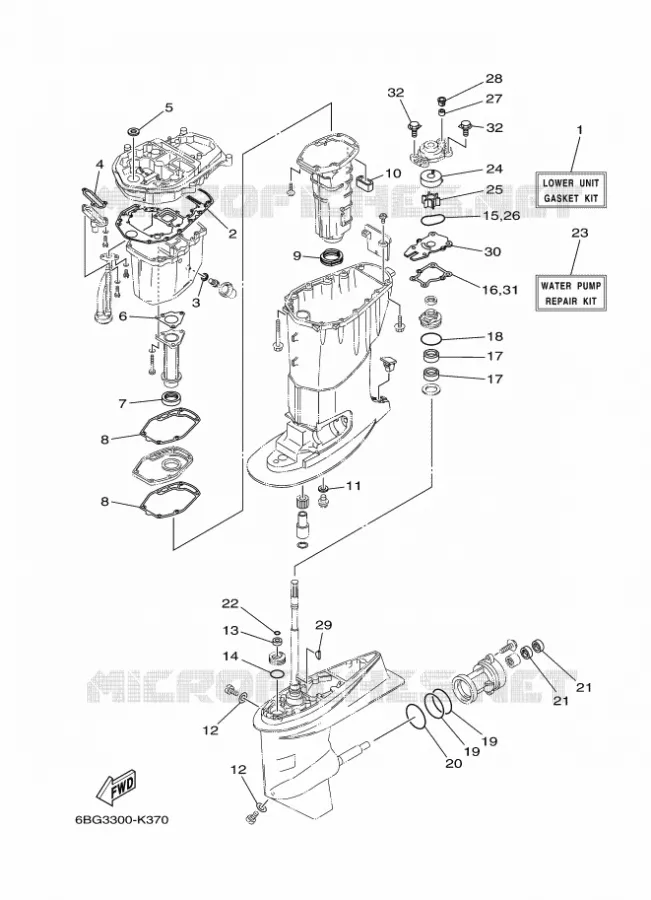 KIT DE REPARATION 2 Yamaha OUTBOARD ENGINES 30hp (22.1kW) 2012 F30  F30BEHDL