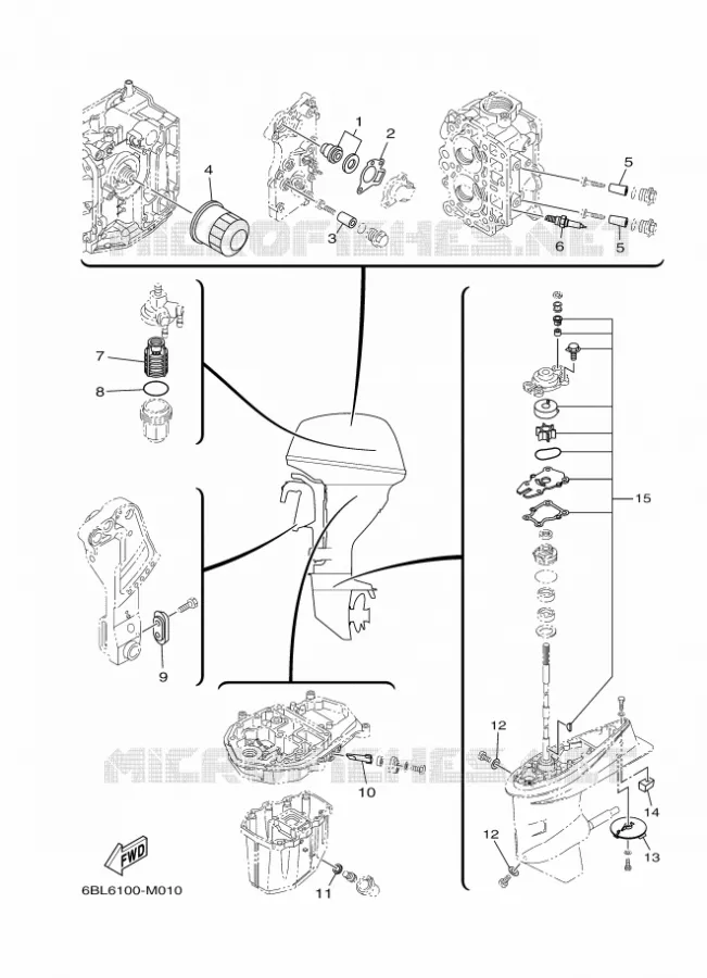 PIECES D'ENTRETIEN Yamaha OUTBOARD ENGINES 25hp (18.4kW) 2019 FT25  FT25FETL
