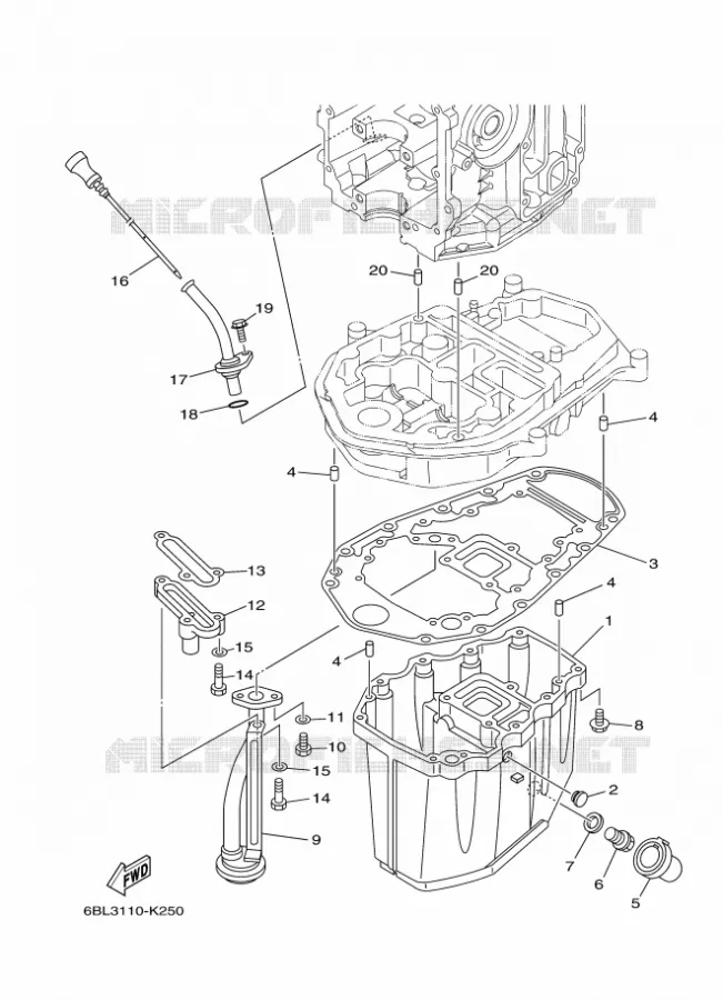 CARTER INFERIEUR Yamaha OUTBOARD ENGINES 25hp (18.4kW) 2013 FT25  FT25FETL