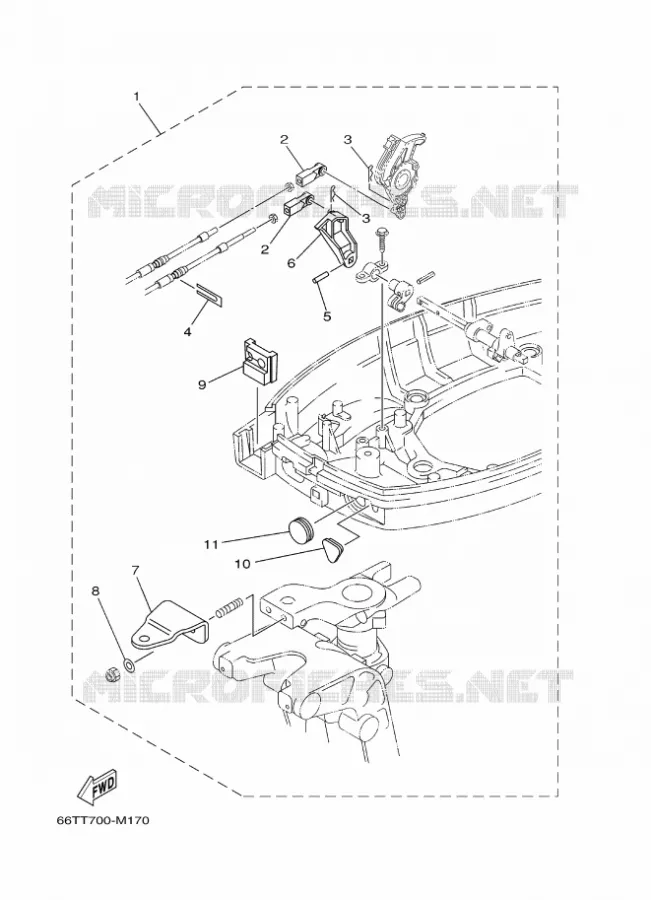 FIXATION BOITIER DE COMMANDE A DISTANCE Yamaha OUTBOARD ENGINES 40hp (29.4kW) 2013 40  40XMHL