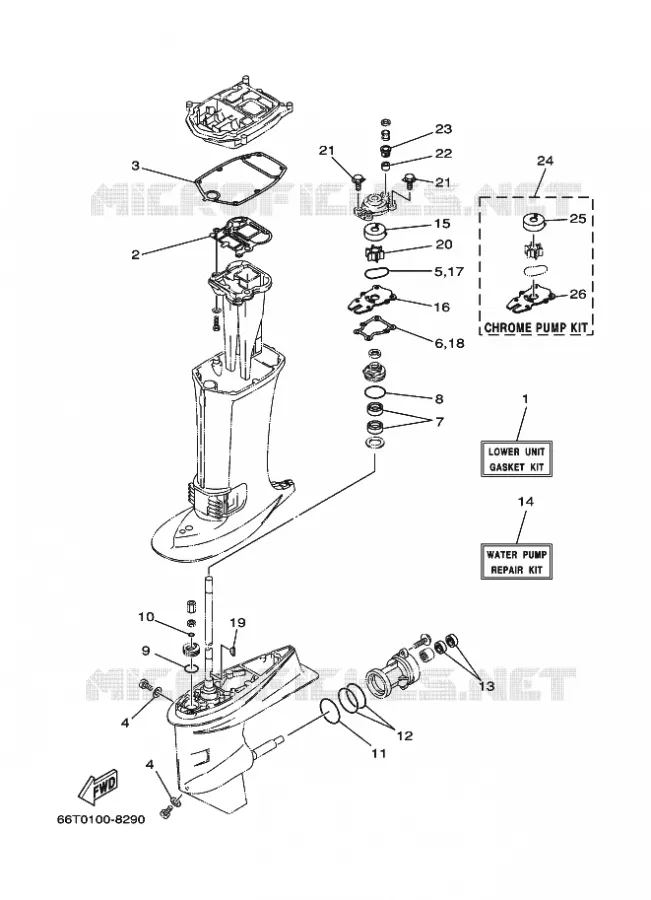 KIT DE REPARATION 2 Yamaha OUTBOARD ENGINES 40hp (29.4kW) 2011 40  40XMHL