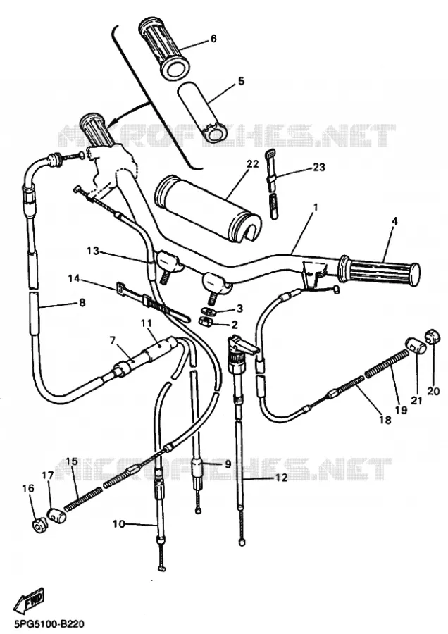 GUIDON ET CABLES Yamaha MOTO 50 2019 PW  PW50