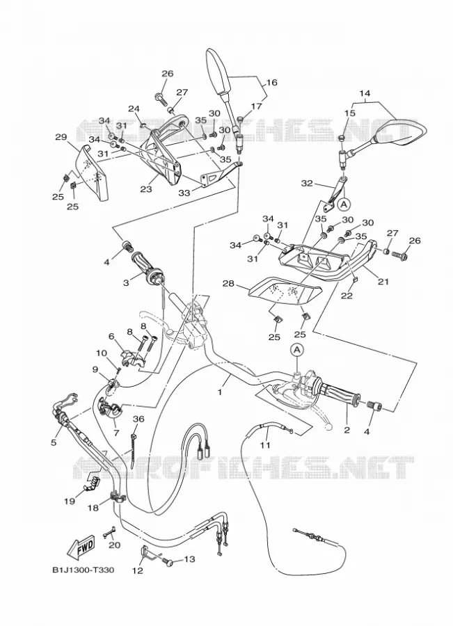 GUIDON ET CABLES Yamaha MOTO 900 2019 TRACER  MTT850D