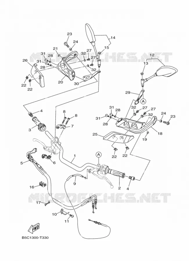 GUIDON ET CABLES Yamaha MOTO 900 2019 TRACER  MTT850