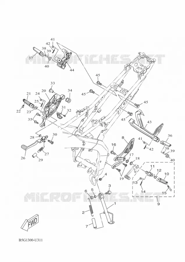 SUPPORT / REPOSE PIEDS Yamaha MOTO 125 2019 R125  YZF125-A