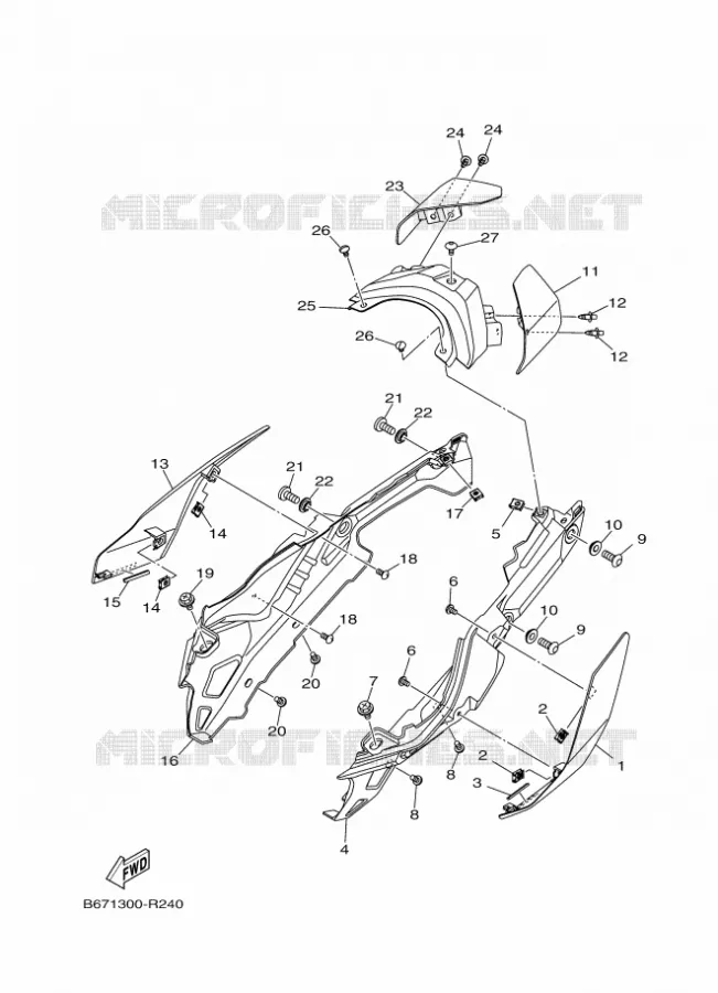 COUVERCLE LATERAL Yamaha MOTO 1000 2019 MT  MTN1000