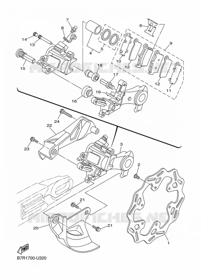 ETRIER DE FREIN ARRIERE Yamaha MOTO 450 2019 WRF  WR450F
