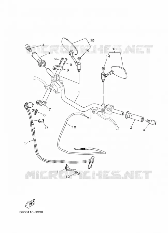 GUIDON ET CABLES Yamaha MOTO 900 2019 XSR  MTM850