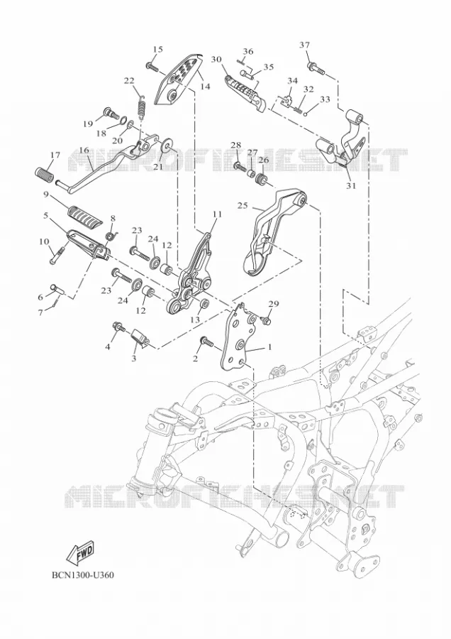 SUPPORT / REPOSE PIEDS 2 Yamaha MOTO 700 2019 XSR  MTM690D-U