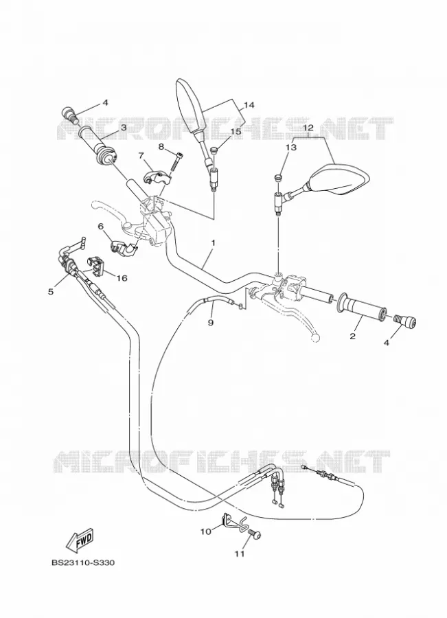 GUIDON ET CABLES Yamaha MOTO 900 2019 MT  MTN850-A