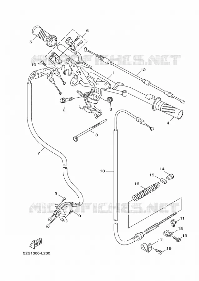 GUIDON ET CABLES Yamaha SCOOTER 125 2019 XENTER  HW125