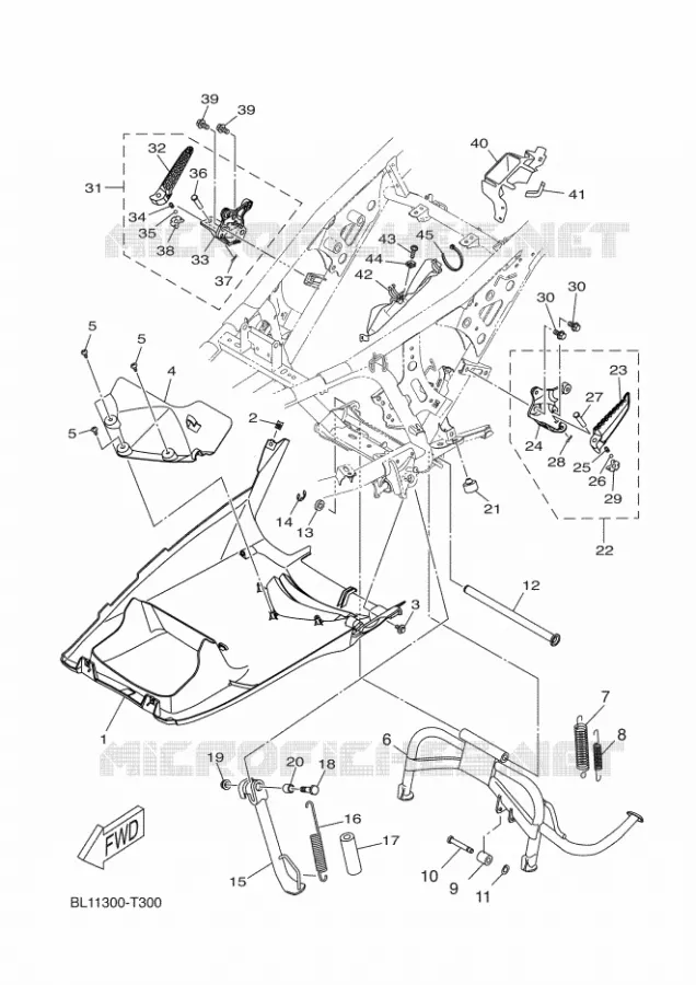 SUPPORT / REPOSE PIEDS Yamaha SCOOTER 400 2019 XMAX  YP400RA