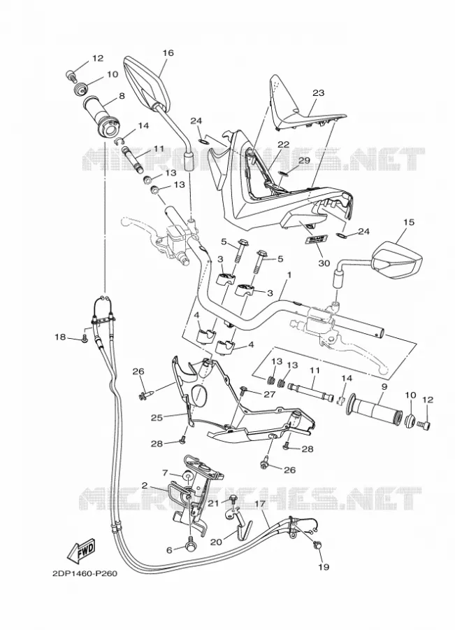 GUIDON ET CABLES Yamaha SCOOTER 125 2019 NMAX  GPD125-A