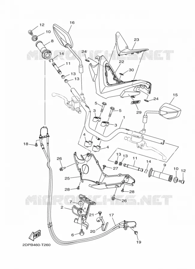 GUIDON ET CABLES Yamaha SCOOTER 150 2019 NMAX  GPD150-A
