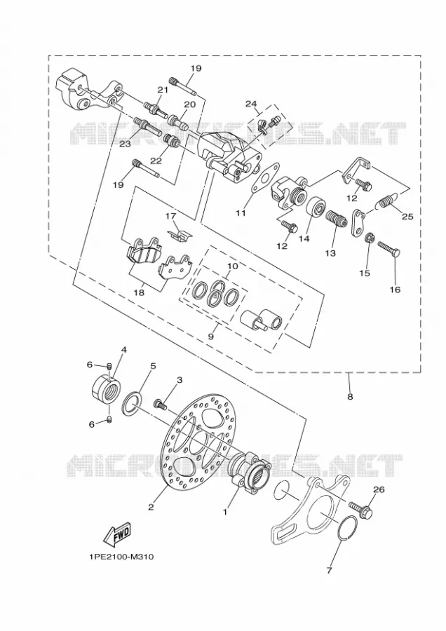 ETRIER DE FREIN ARRIERE Yamaha QUAD 700 2019 RAPTOR  YFM70RSSK