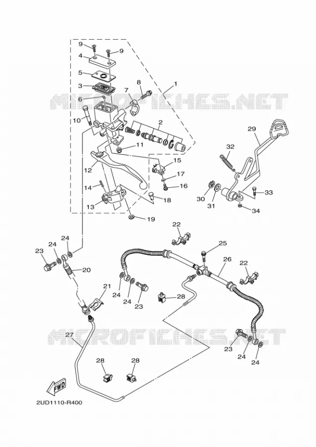 MAITRE CYLINDRE DE FREIN ARRIERE Yamaha QUAD 700 2019 GRIZZLY  YFM700FWAD/YFM70GPLK